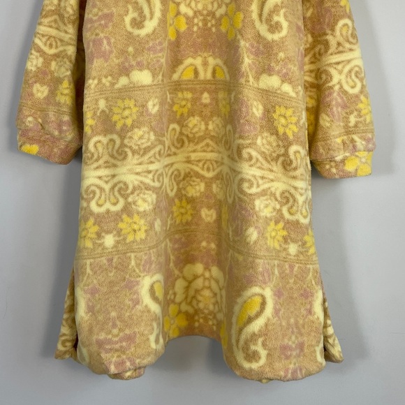 Free People Cozy Printed Blanket Hoodie Yellow Coat Large Cozy Fleece Boho - Picture 7 of 8